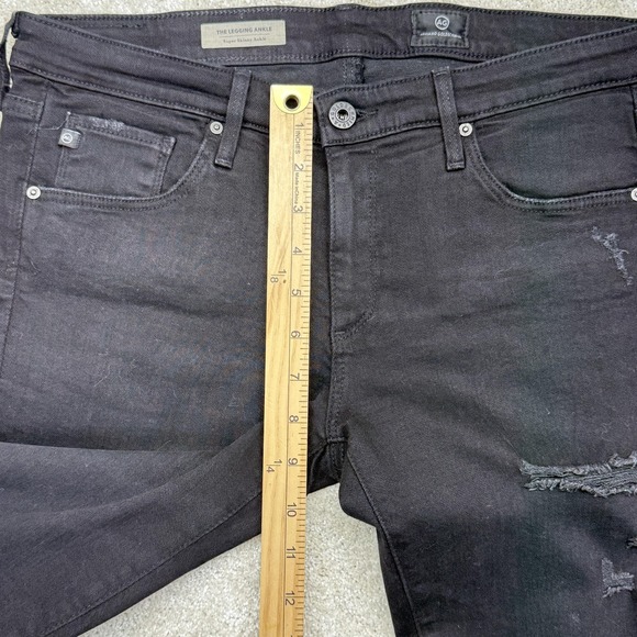 AG Adriano Goldschmied Legging Ankle Jeans Womens 29R Black Distressed Skinny - Picture 9 of 15
